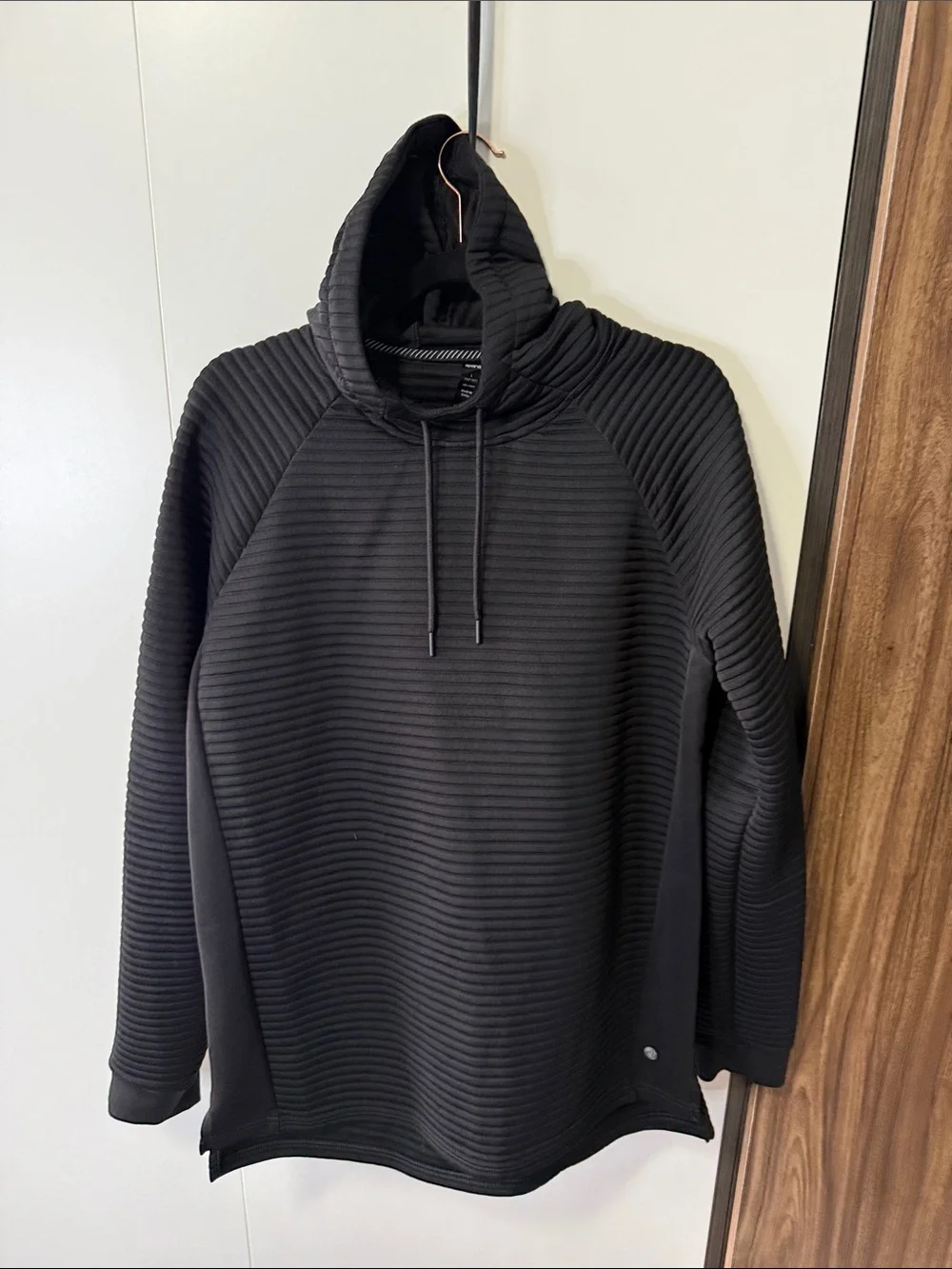 Apana Black Ribbed Pullover Hoodie - Picture 1 of 4
